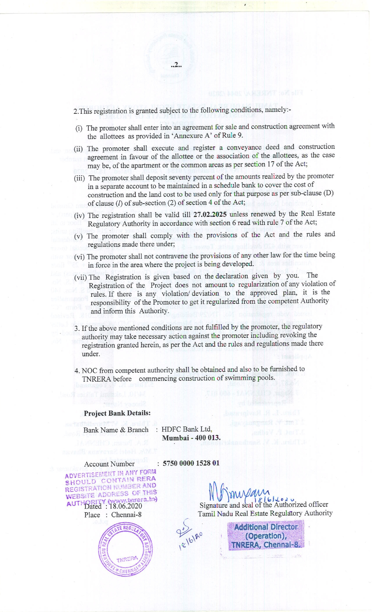 RERA Certificate Page 2